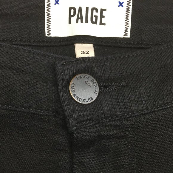 PAIGE Denim Logo Hardware Black Dart Verdugo Ultra Skinny Leather Inserts Jeans - Picture 4 of 10